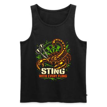 Darts | Sting with every Fling - Skorpion - Männer Premium Bio Tank Top - Schwarz - Vorne - AI Model Male 178 light (178cm)