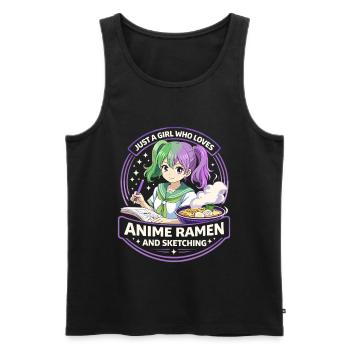 Just a Girl: Anime Ramen Sketching - Männer Premium Bio Tank Top - Schwarz - Vorne - AI Model Male 178 light (178cm)