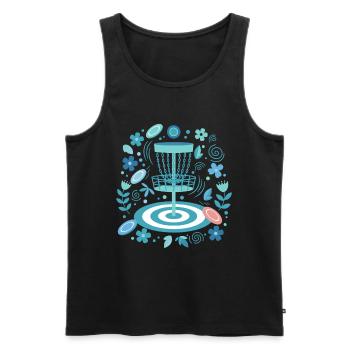 Disc Golf Korb Blumen fliegender Disc Golf Spaß - Männer Premium Bio Tank Top - Schwarz - Vorne - AI Model Male 178 light (178cm)