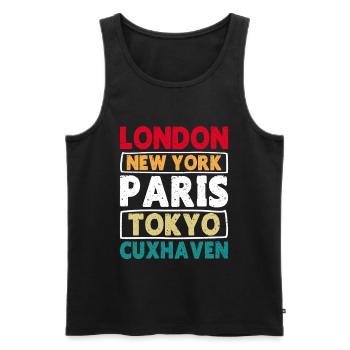 North Sea LONDON NEW YORK PARIS TOKYO CUXHAVEN - Men's Premium Organic Tank Top - black - Front - Michal (187cm)