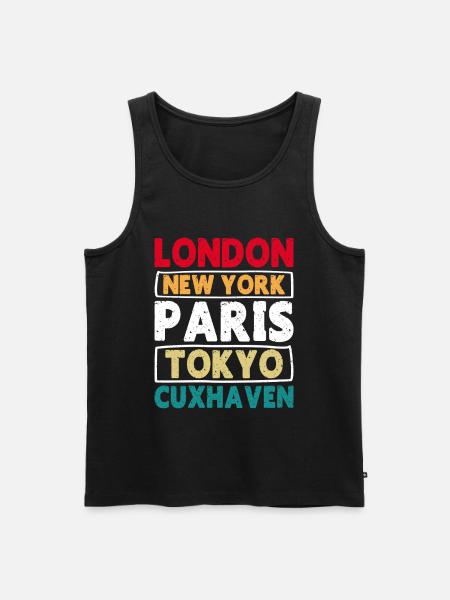 North Sea LONDON NEW YORK PARIS TOKYO CUXHAVEN - Men's Premium Organic Tank Top - black