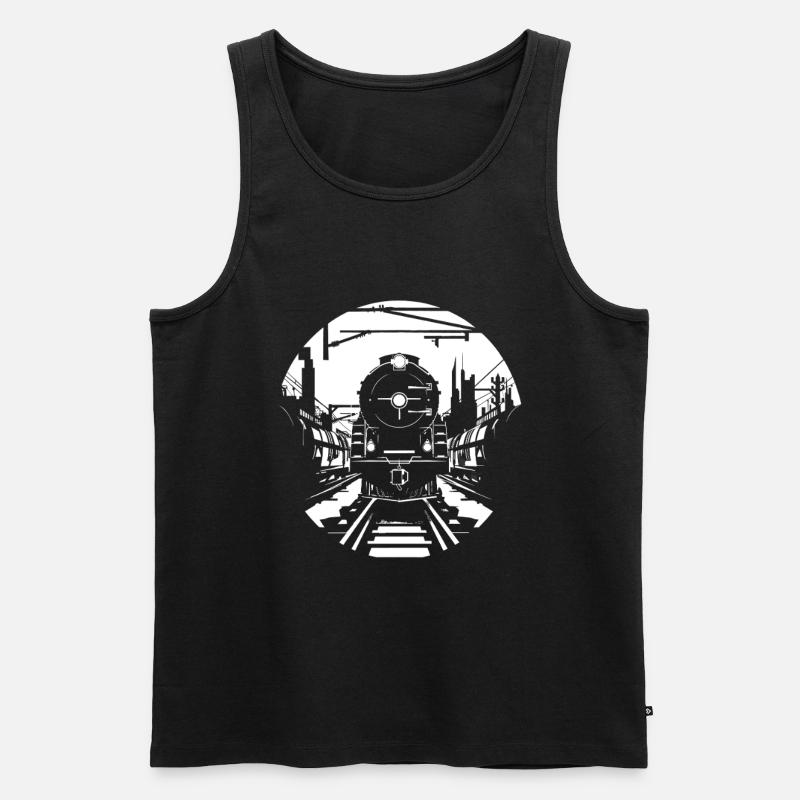 Eisenbahn Skizze - Männer Premium Bio Tank Top - Schwarz