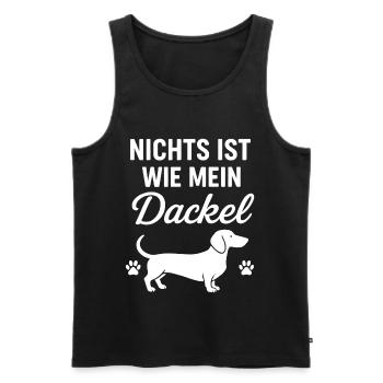 Dackel Spruch Liebe - Männer Premium Bio Tank Top - Schwarz - Vorne - Michal (187cm)
