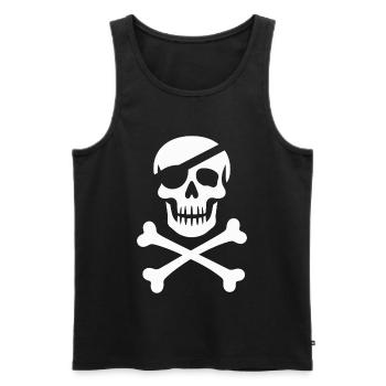 Klassischer Jolly Roger Piraten Totenkopf - Männer Premium Bio Tank Top - Schwarz - Vorne - AI Model Male 178 light (178cm)