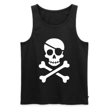 Klassischer Jolly Roger Piraten Totenkopf - Männer Premium Bio Tank Top - Schwarz - Vorne - AI Model Male 178 light (178cm)