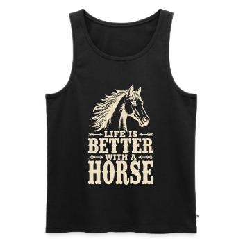 La vie est meilleure avec une déclaration de Horse Reiter - Débardeur bio Premium Homme - noir - Devant - Michal (187cm)