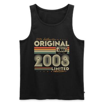 Anniversaire original vintage rétro vintage 2008 - Débardeur bio Premium Homme - noir - Devant - Michal (187cm)