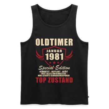 45th Birthday Gift Classic Car January 1981 - Men's Premium Organic Tank Top - black - Front - AI Model Male 178 light (178cm)