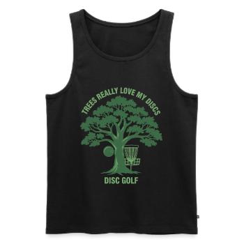 Trees Really Love My Discs Disc Golf Funny Disc - Men's Premium Organic Tank Top - black - Front - Michal (187cm)