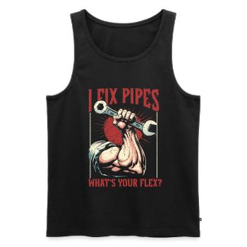 Constructeur de pipelines Pipelayer I Fixe les tuyaux - Débardeur bio Premium Homme - noir - Devant - AI Model Male 178 light (178cm)