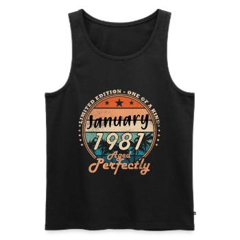 45th Birthday Original January 1981 - Men's Premium Organic Tank Top - black - Front - AI Model Male 178 light (178cm)