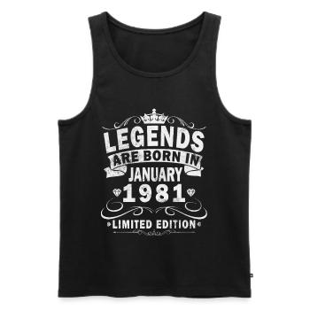 45th Birthday Original January 1981 - Men's Premium Organic Tank Top - black - Front - AI Model Male 178 light (178cm)