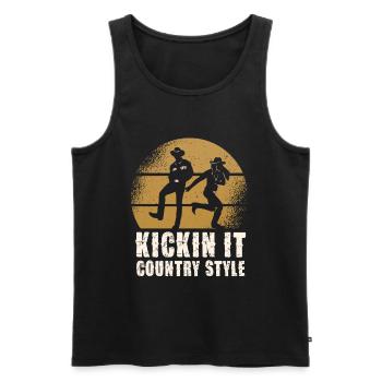 Cowboy Country Kickin It - Männer Premium Bio Tank Top - Schwarz - Vorne - Michal (187cm)