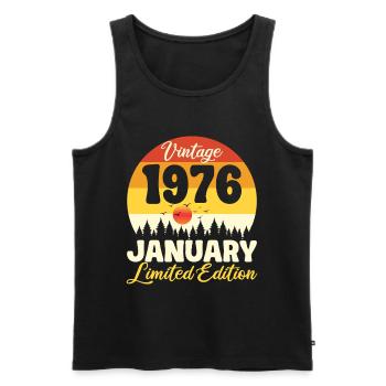 Vintage January 1976 Birthday 1976 Retro - Men's Premium Organic Tank Top - black - Front - AI Model Male 178 light (178cm)