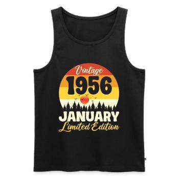 Vintage January 1956 Birthday 1956 Retro - Men's Premium Organic Tank Top - black - Front - AI Model Male 178 light (178cm)