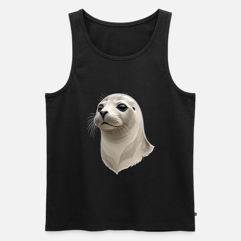 Seehund Kopf Illustration - Männer Premium Bio Tank Top - Schwarz
