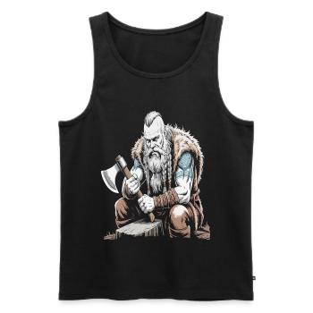 Viking Viking Legend Sailor Odin Raven Fighter - Men's Premium Organic Tank Top - black - Front - Michal (187cm)