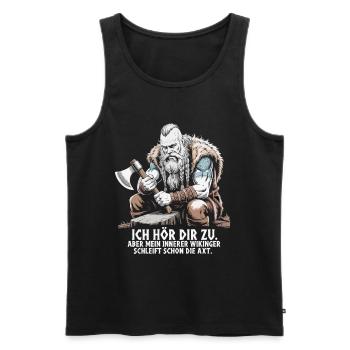 Viking Viking Legend Sailor Odin Raven Fighter - Men's Premium Organic Tank Top - black - Front - Michal (187cm)