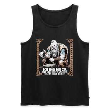 Légende viking viking marin Odin Raven Fighter - Débardeur bio Premium Homme - noir - Devant - Michal (187cm)
