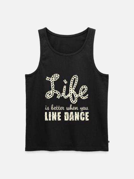 Line Dance Lebensfreude Rope Schrift - Männer Premium Bio Tank Top - Schwarz