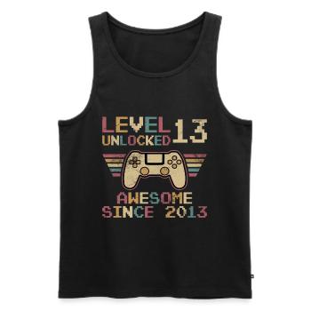 13th Birthday Boys Gamer Level 13 Unlocked - Men's Premium Organic Tank Top - black - Front - Michal (187cm)