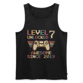 7th Birthday Level Unlocked - Men's Premium Organic Tank Top - black - Front - Michal (187cm)