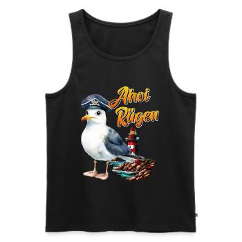 Baltic Sea Holiday AHOI RÜGEN Fun - Men's Premium Organic Tank Top - black - Front - Michal (187cm)