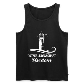 Usedom Urlaub OSTSEE LEIDENSCHAFT USEDOM Lustig - Männer Premium Bio Tank Top - Schwarz - Vorne - Michal (187cm)