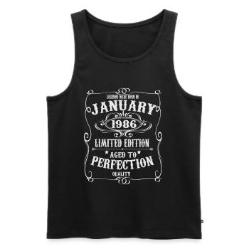 Legends-were-born-in-January-1986 - Men's Premium Organic Tank Top - black - Front - AI Model Male 178 light (178cm)