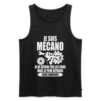 Je suis mécano Humour mécanicien - Débardeur bio Premium Homme - noir - Devant - AI Model Male 178 light (178cm)
