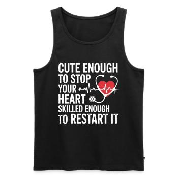 Heart Restart: Cute and Strong - Men's Premium Organic Tank Top - black - Front - Michal (187cm)