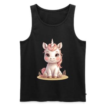 Zuckersüßes Einhornbaby Illustration - Männer Premium Bio Tank Top - Schwarz - Vorne - AI Model Male 178 light (178cm)