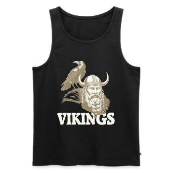 Viking Viking Legend Sailor Odin Raven Fighter - Men's Premium Organic Tank Top - black - Front - Michal (187cm)
