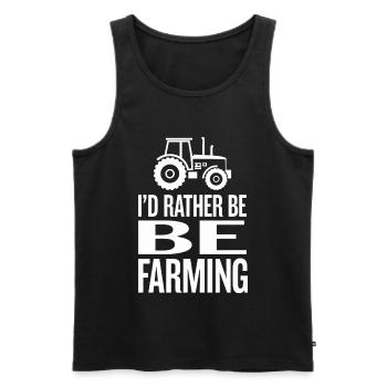Traktor Fan Spruch I'D RATHER BE FARMING - Männer Premium Bio Tank Top - Schwarz - Vorne - AI Model Male 178 light (178cm)