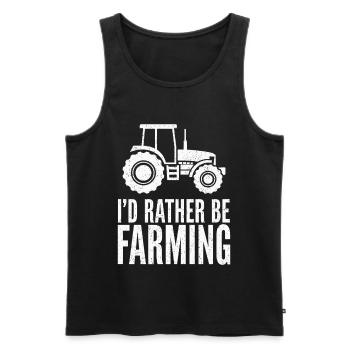 Traktor Fan Spruch I'D RATHER BE FARMING - Männer Premium Bio Tank Top - Schwarz - Vorne - AI Model Male 178 light (178cm)