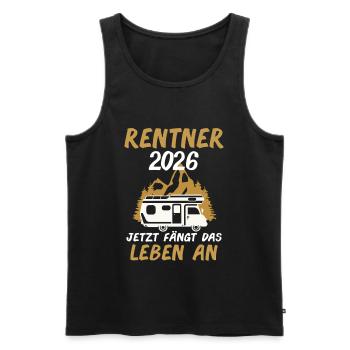 Démarrage de vie des retraités 2026 - Débardeur bio Premium Homme - noir - Devant - AI Model Male 178 light (178cm)