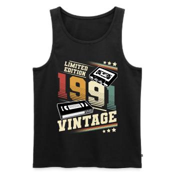 1991 Year of birth Year of manufacture Birthday vintage - Men's Premium Organic Tank Top - black - Front - AI Model Male 178 light (178cm)