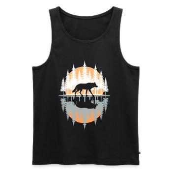 Wolf, Forest, Nature, Wilderness, Outdoor, Animal - Men's Premium Organic Tank Top - black - Front - AI Model Male 178 light (178cm)