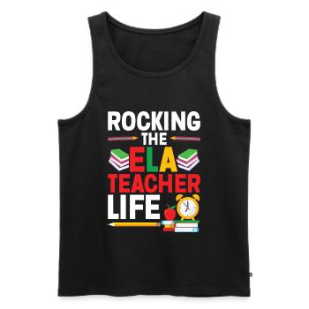  English Language Arts Teaching Team Specialist - Men's Premium Organic Tank Top - black - Front - AI Model Male 178 light (178cm)