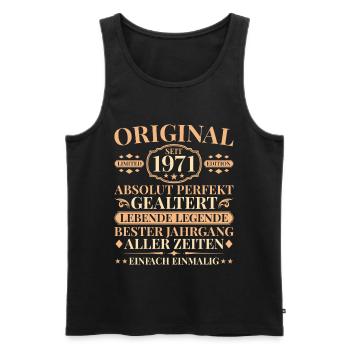 Vintage 1971 Perfectly Aged 55th Birthday - Men's Premium Organic Tank Top - black - Front - Michal (187cm)