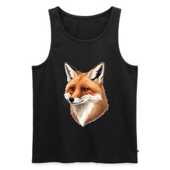 Fuchs Kopf Illustration: Warme Naturtöne - Männer Premium Bio Tank Top - Schwarz - Vorne - AI Model Male 178 light (178cm)