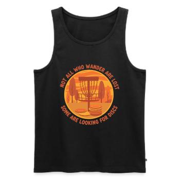 Disc Golf Nicht alle, die umherwandern, sind verloren - Männer Premium Bio Tank Top - Schwarz - Vorne - AI Model Male 178 light (178cm)