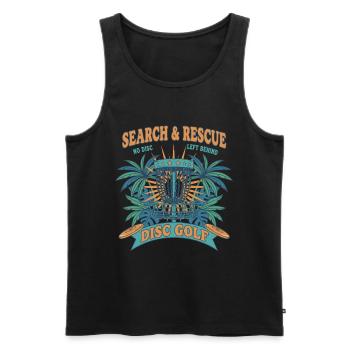 Recherche et sauvetage : aucun disque laissé derrière Disc golf - Débardeur bio Premium Homme - noir - Devant - AI Model Male 178 light (178cm)