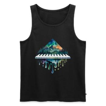 Clavier de piano dans la forêt près de la nature montagneuse - Débardeur bio Premium Homme - noir - Devant - Michal (187cm)
