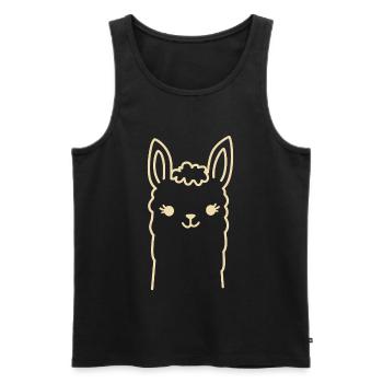 Cute Alpaca Llama Head Line Art - Men's Premium Organic Tank Top - black - Front - AI Model Male 178 light (178cm)