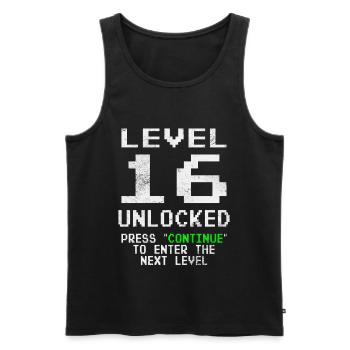 Level Unlocked Gamer Geburtstag 16 Jahre - Männer Premium Bio Tank Top - Schwarz - Vorne - AI Model Male 178 light (178cm)