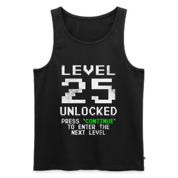 T-shirt déverrouillé niveau 25 Chemise du 25e anniversaire - Débardeur bio Premium Homme - noir - Devant - Michal (187cm)