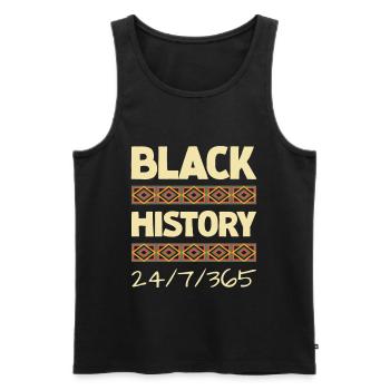 Black History 24/7/365 - Männer Premium Bio Tank Top - Schwarz - Vorne - Michal (187cm)