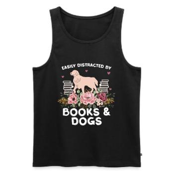 Books and Dogs Floral Harmony - Men's Premium Organic Tank Top - black - Front - AI Model Male 178 light (178cm)