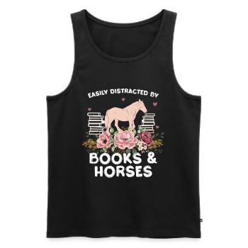 Pferd & Blumen: Bücherliebe - Männer Premium Bio Tank Top - Schwarz - Vorne - AI Model Male 178 light (178cm)
